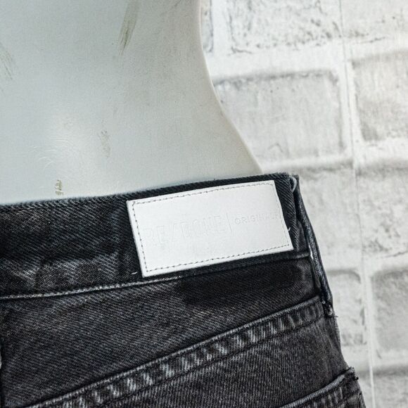 RE/DONE Women's High-Rise Loose Distressed Denim Jeans in Worn in Black sz 26 - Picture 14 of 14